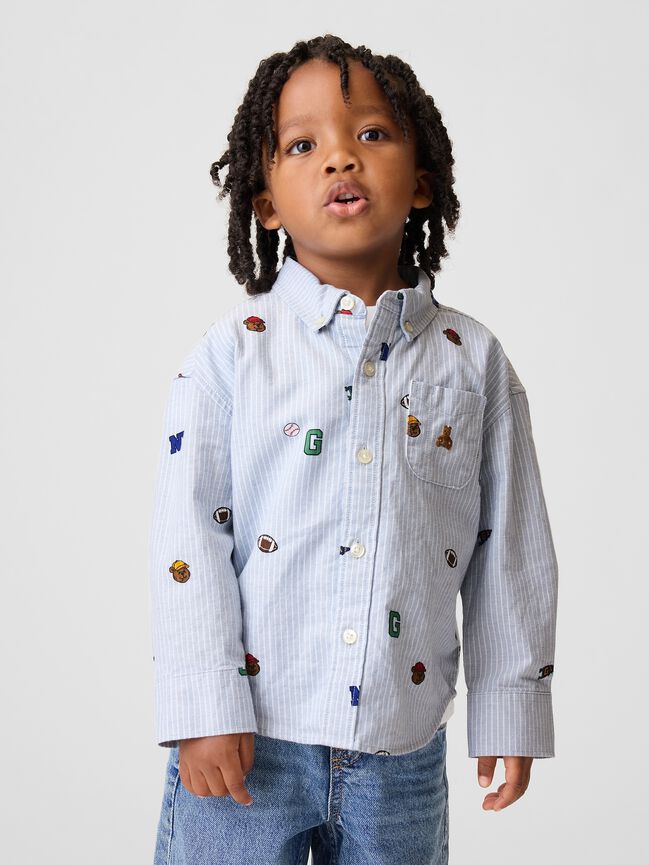 Baby & Toddler Print Oxford Big Shirt gap baby toddler print oxford big shirt