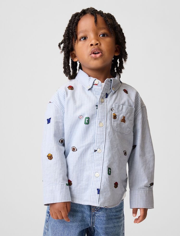 Baby & Toddler Print Oxford Big Shirt gap baby toddler print oxford big shirt