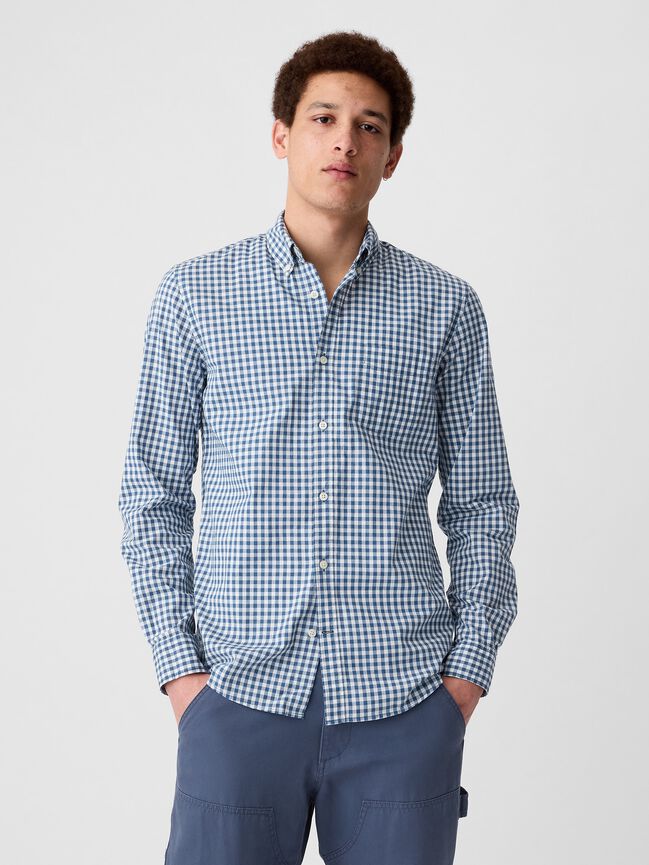 Stretch Poplin Shirt in Slim Fit gap stretch poplin shirt in slim fit