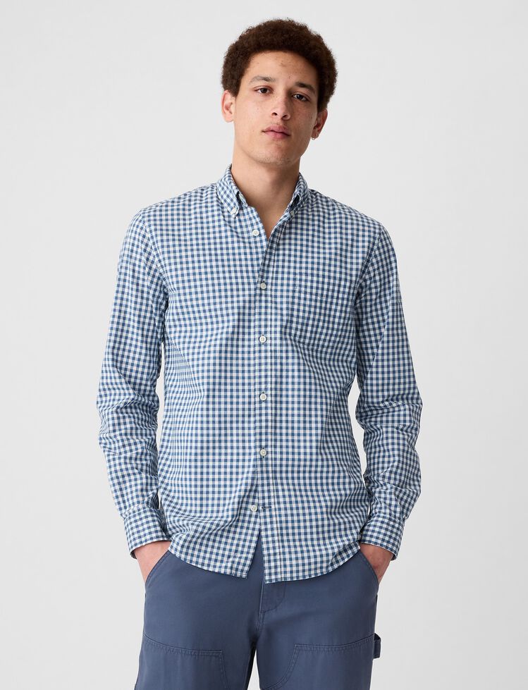 Stretch Poplin Shirt in Slim Fit gap stretch poplin shirt in slim fit