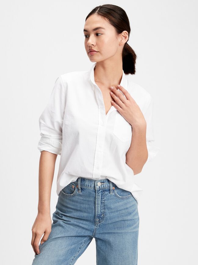 Fitted Boyfriend Shirt in Oxford gap fitted boyfriend shirt in oxford
