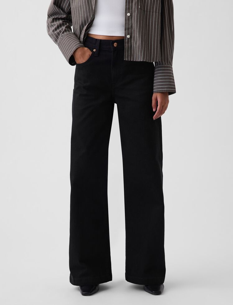 High Rise Stride Wide-Leg Jeans gap high rise stride wide leg jeans