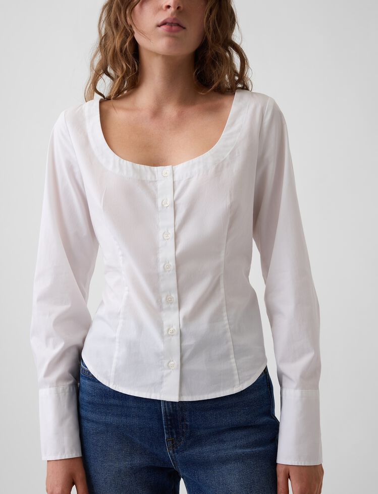 Organic Cotton Poplin Scoop Neck Top gap organic cotton poplin scoop neck top