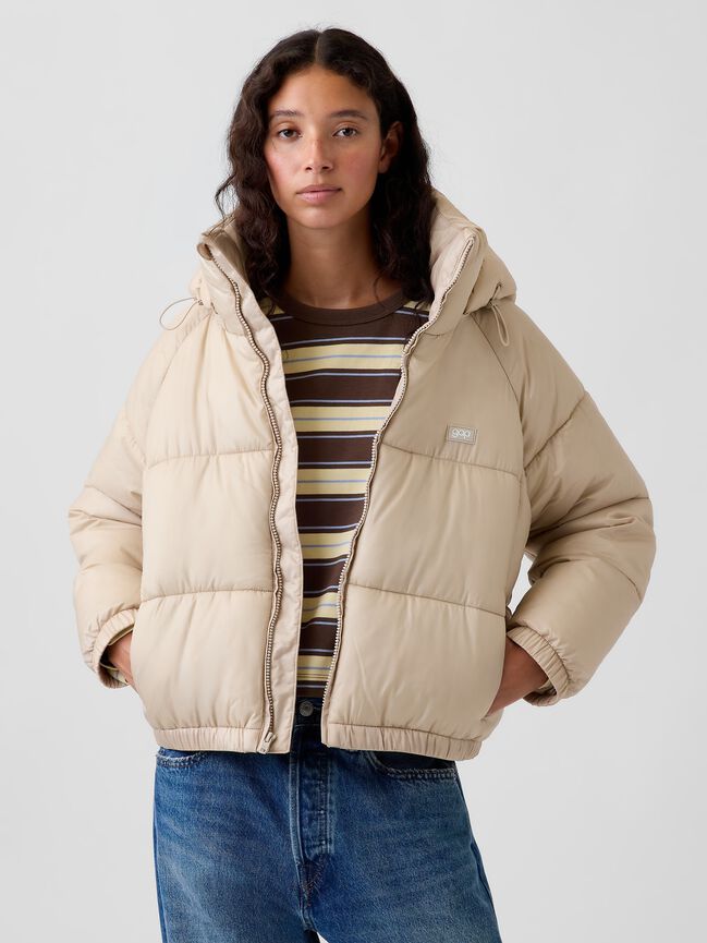 Oversized Hooded Crop Puffer Jacket gap oversized hooded crop puffer jacket