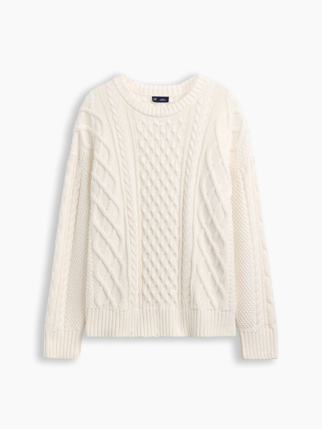 100% Cotton Cable-Knit Oversized Sweater gap 100 cotton cable knit oversized sweater