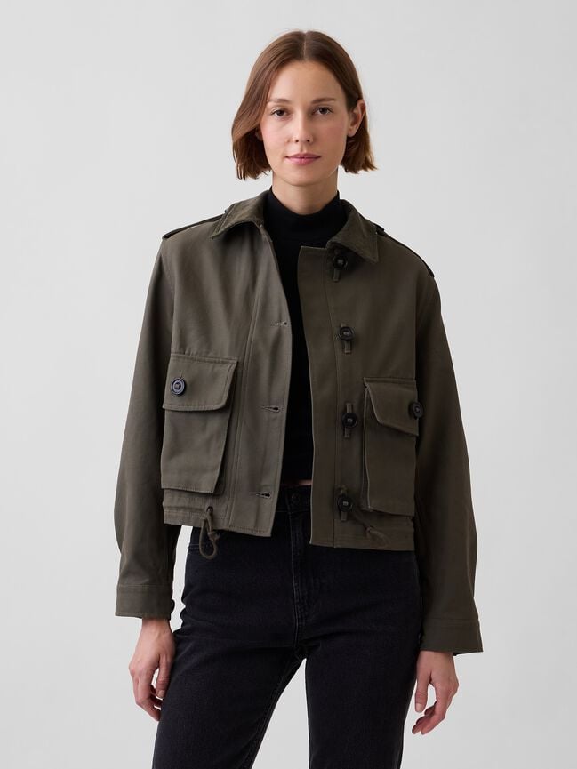 Canvas Crop Utility Jacket gap canvas crop utility jacket
