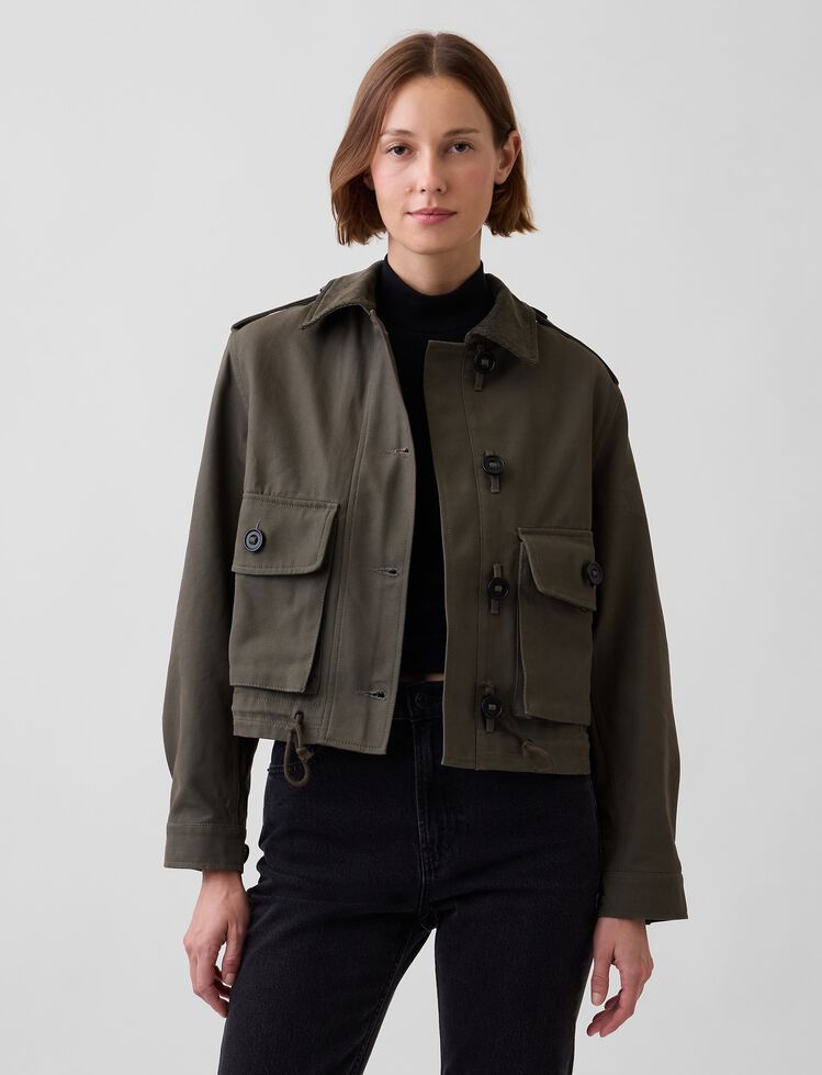 Canvas Crop Utility Jacket gap canvas crop utility jacket