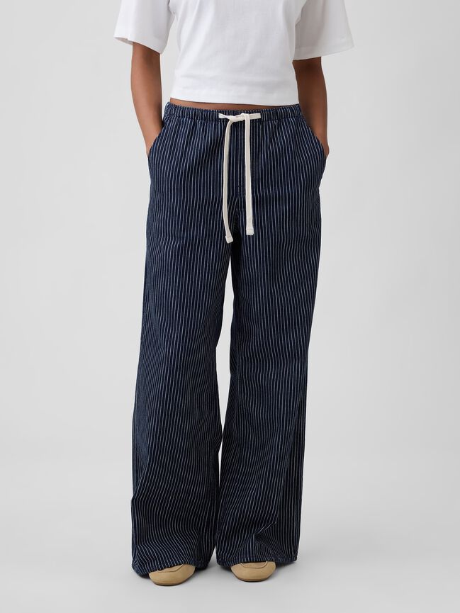 Mid Rise Railroad Stripe Pull-On Wide-Leg Jeans gap mid rise railroad stripe pull on wide leg jeans