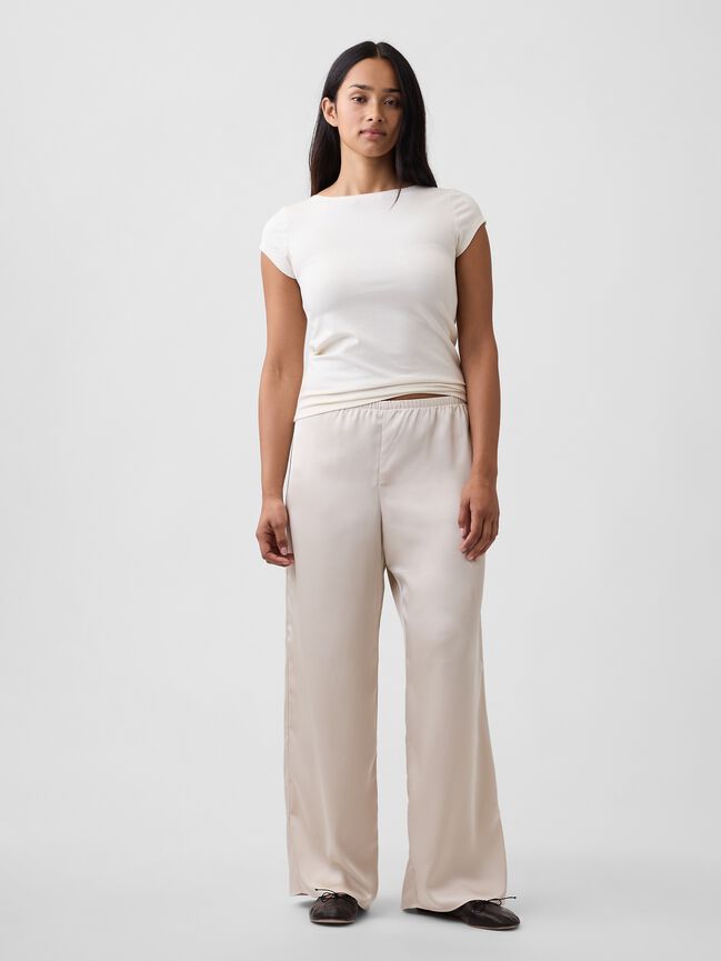 Easy Wide-Leg Satin Pants gap easy wide leg satin pants