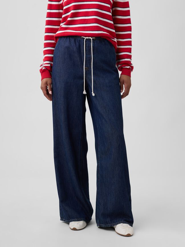 Mid Rise SuperLight Pull-On Wide-Leg Jeans gap mid rise superlight pull on wide leg jeans