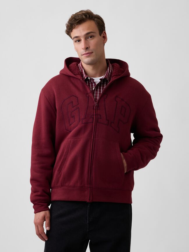 Relaxed Gap Logo Sherpa-Lined Zip Hoodie relaxed gap logo sherpa lined zip hoodie