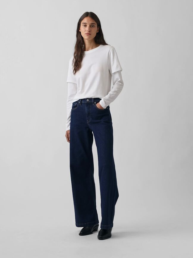 High Rise Stride Wide-Leg Jeans gap high rise stride wide leg jeans