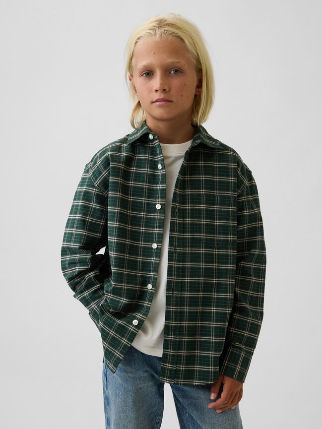 Kids Relaxed Plaid Oxford Shirt gap kids relaxed plaid oxford shirt