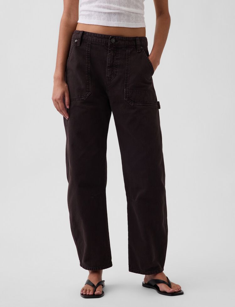 Mid Rise Barrel Utility Ankle Pants gap mid rise barrel utility ankle pants