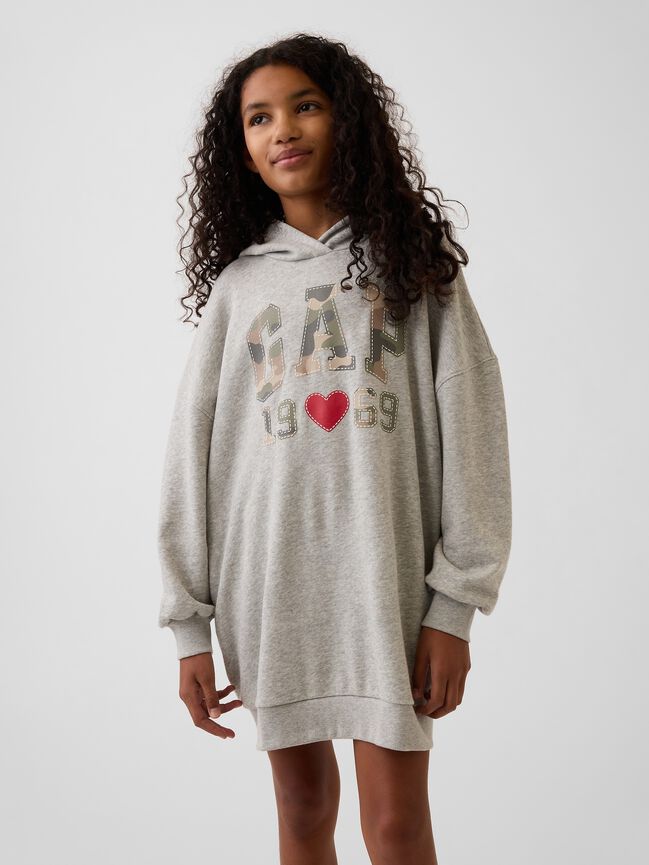 Kids Oversized French Terry Hoodie Dress gap kids oversized french terry hoodie dress