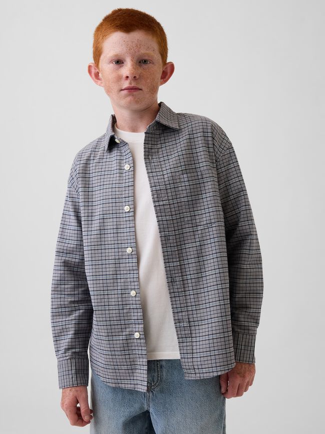 Kids Relaxed Plaid Oxford Shirt gap kids relaxed plaid oxford shirt
