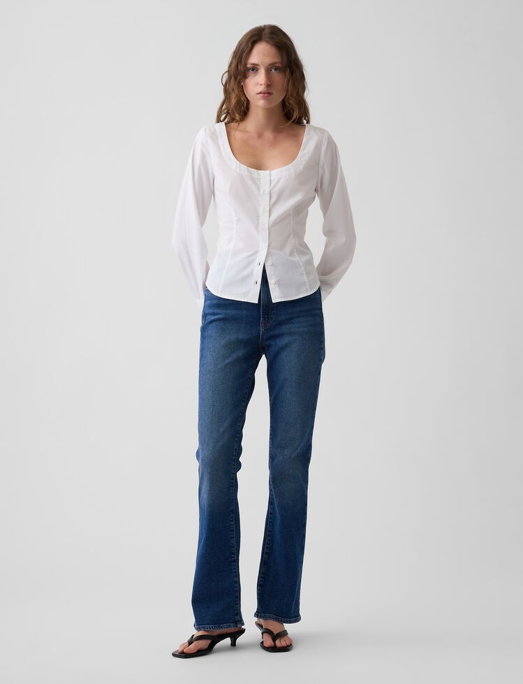Organic Cotton Poplin Scoop Neck Top gap organic cotton poplin scoop neck top