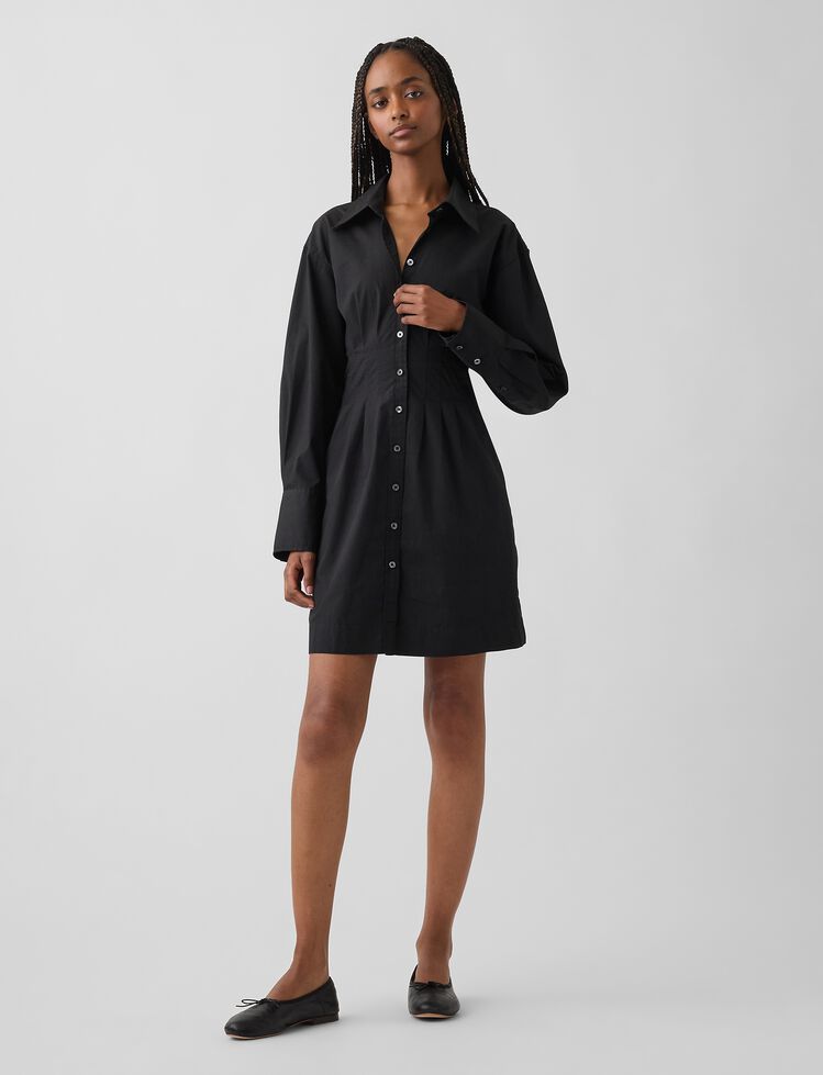Organic Cotton Pleated Mini Shirtdress gap organic cotton pleated mini shirtdress