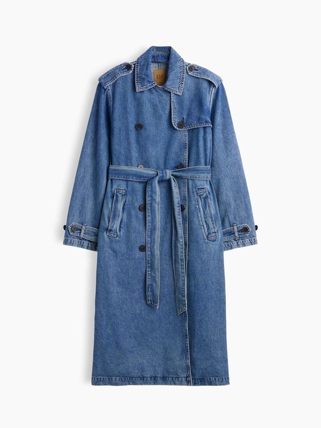 Longline Icon Denim Trench Jacket gap longline icon denim trench jacket