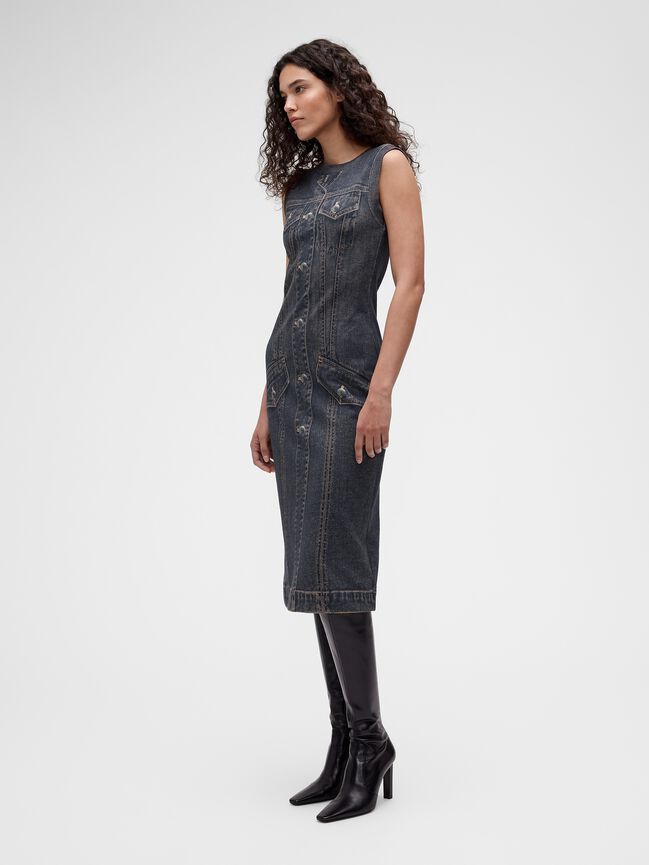 GapStudio Printed Denim Terry Dress gapstudio printed denim terry dress