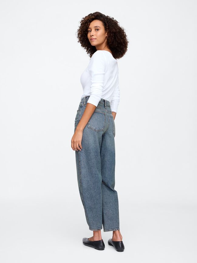 High Rise Barrel Jeans gap high rise barrel jeans