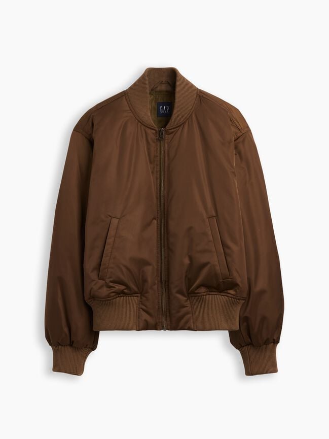 Padded Satin Bomber Jacket gap padded satin bomber jacket