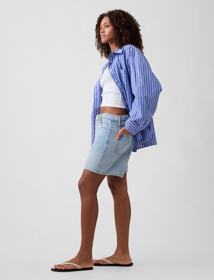 5" Mid Rise SuperSoft Drawstring Denim Shorts gap 5 mid rise supersoft drawstring denim shorts
