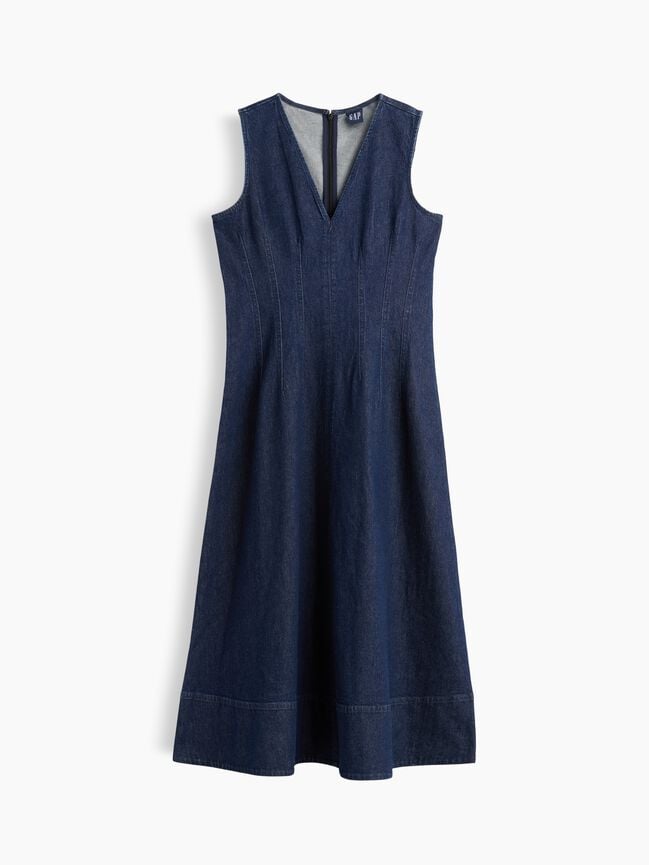 Denim V-Neck Maxi Dress gap denim v neck maxi dress