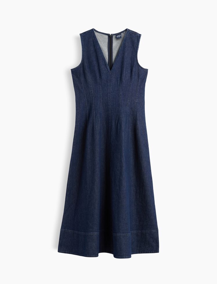 Denim V-Neck Maxi Dress gap denim v neck maxi dress
