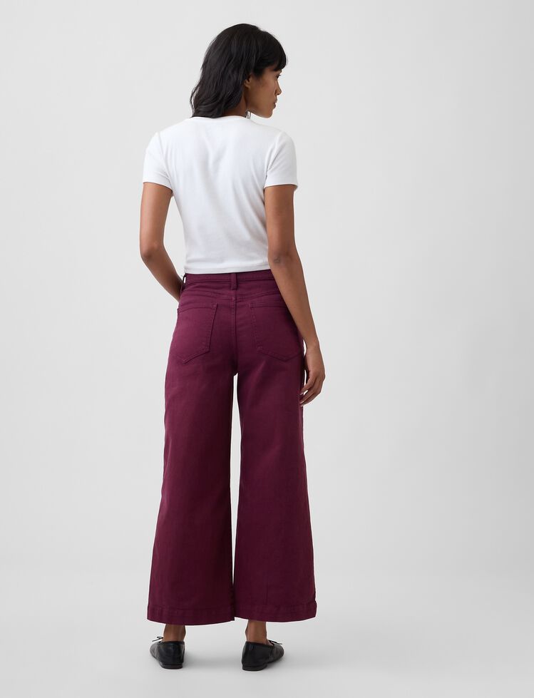 High Rise Wide-Leg Crop Jeans gap high rise wide leg crop jeans