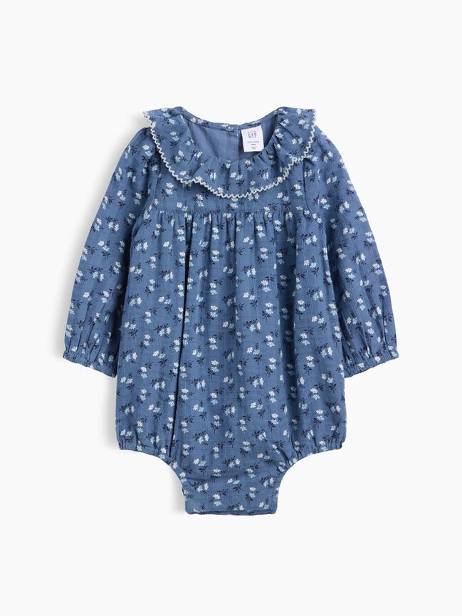 Baby Ruffle Collar Floral Bubble Bodysuit gap baby ruffle collar floral bubble bodysuit
