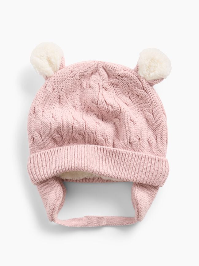 Baby Sherpa-Lined Cable-Knit Bear Beanie gap baby sherpa lined cable knit bear beanie
