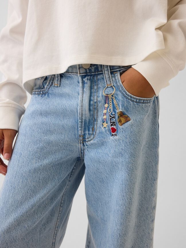 Kids Low Rise Embroidered I Heart NY Baggy Jeans gap kids low rise embroidered i heart ny baggy jeans