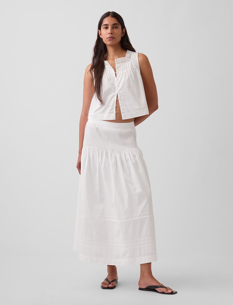 Poplin Pintuck Maxi Skirt gap poplin pintuck maxi skirt