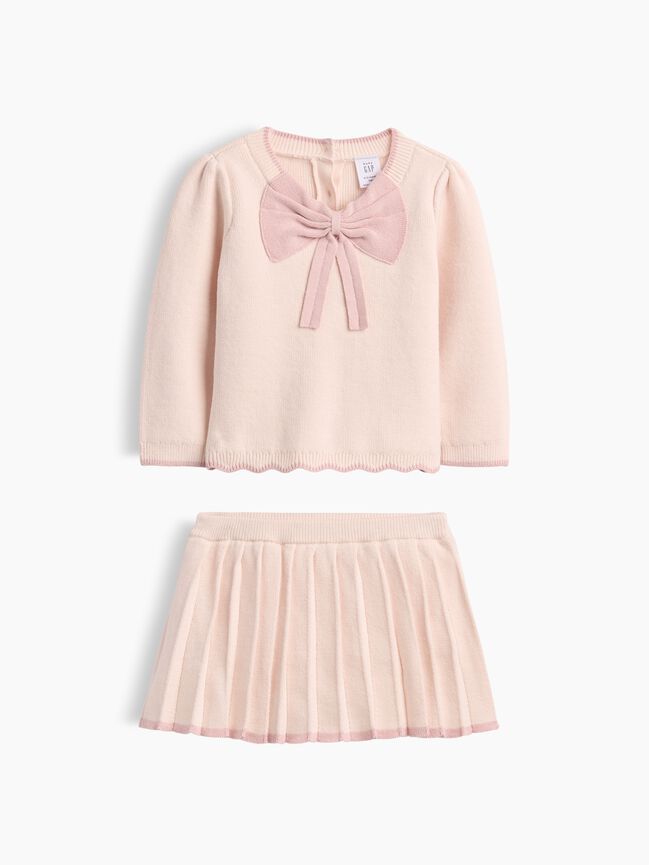 Baby Bow Sweater Skort Set gap baby bow sweater skort set