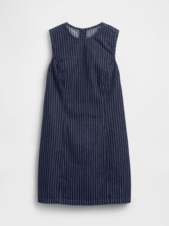 Sleeveless Stripe Denim Mini Dress gap sleeveless stripe denim mini dress