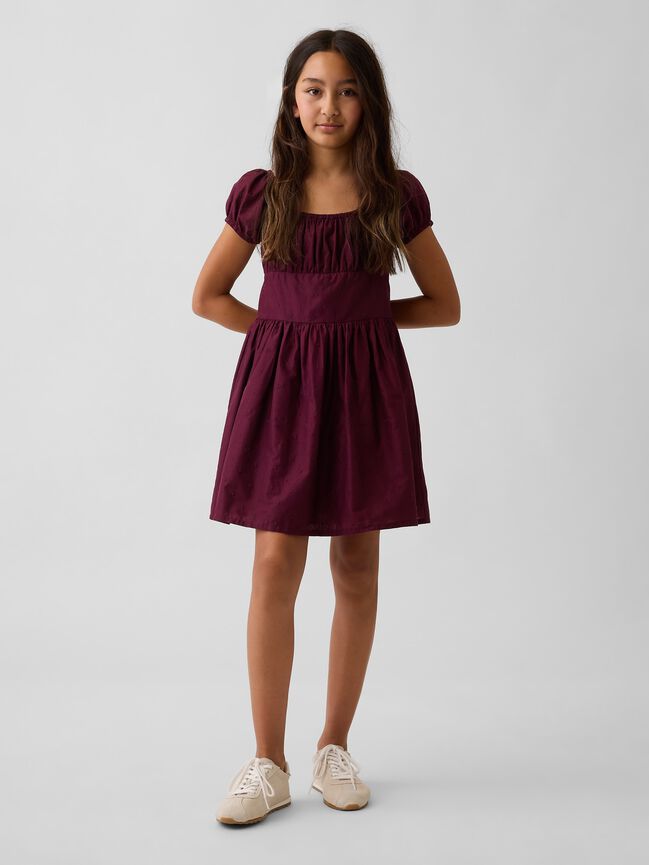 Kids Puff-Sleeve Dress gap kids puff sleeve dress