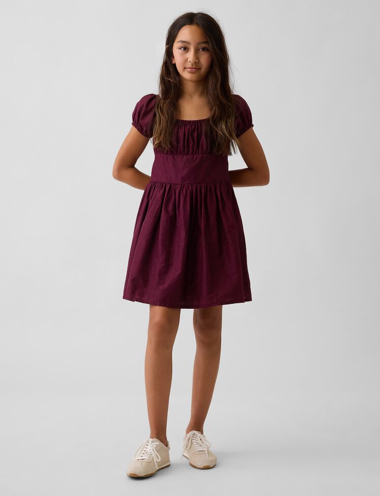 Kids Puff-Sleeve Dress gap kids puff sleeve dress