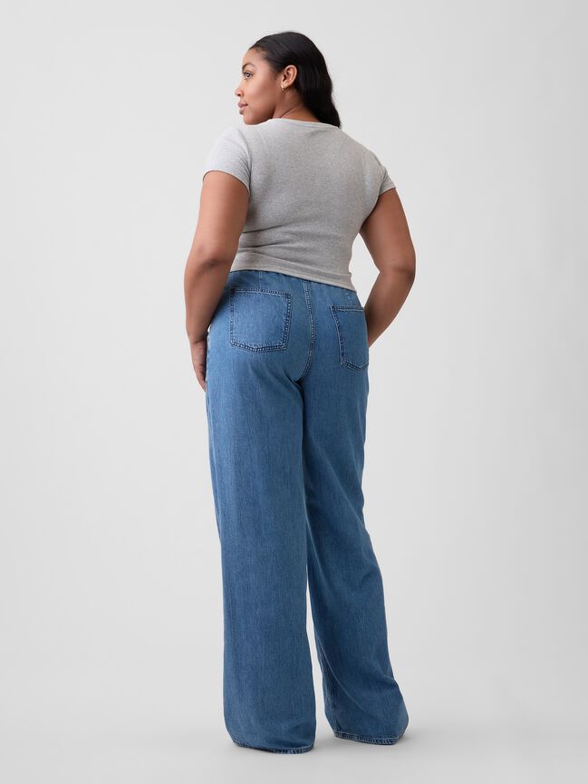 Mid Rise Soft Pull-On Wide-Leg Jeans gap mid rise soft pull on wide leg jeans