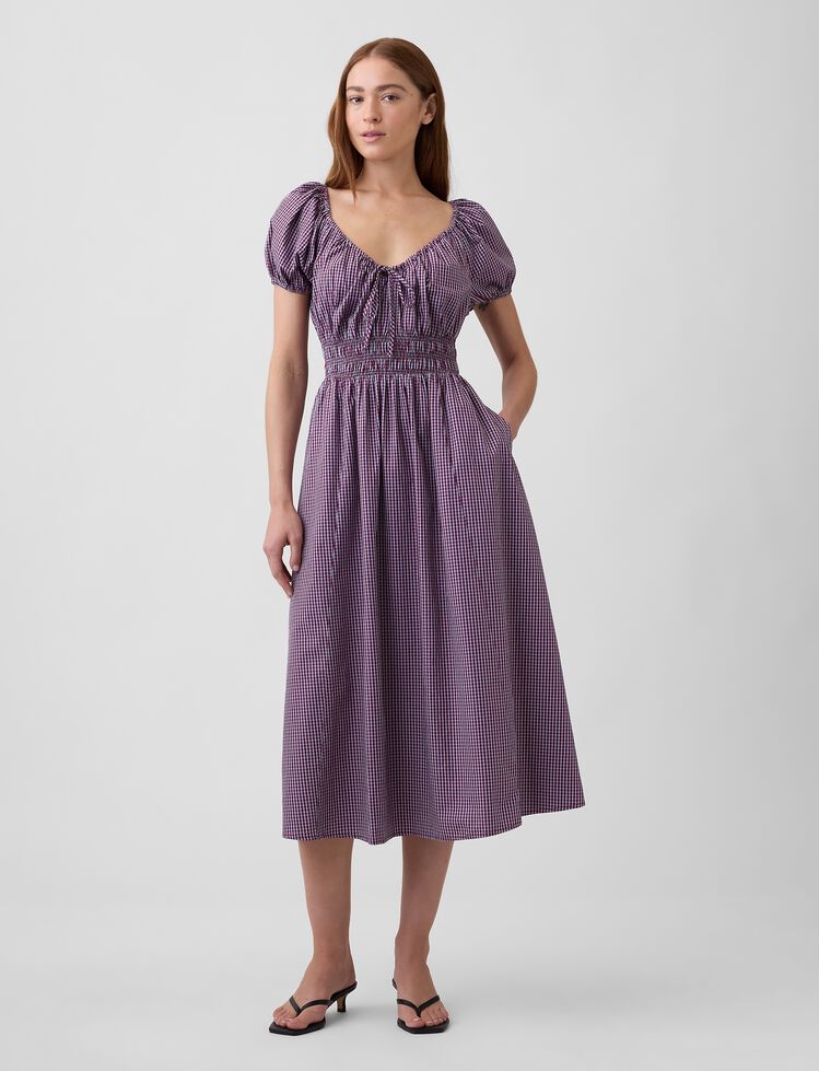 Puff Sleeve V-Neck Maxi Dress gap puff sleeve v neck maxi dress