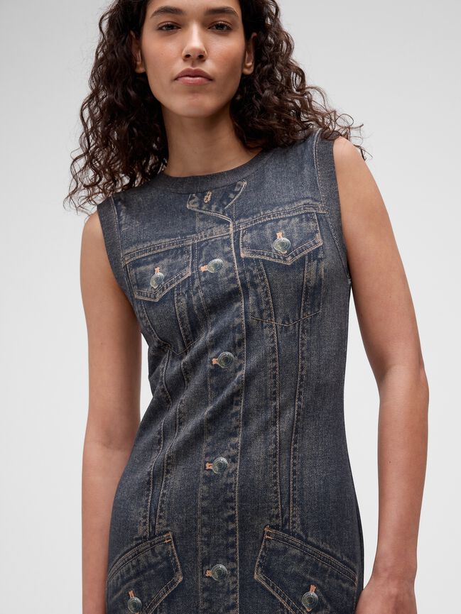 GapStudio Printed Denim Terry Dress gapstudio printed denim terry dress