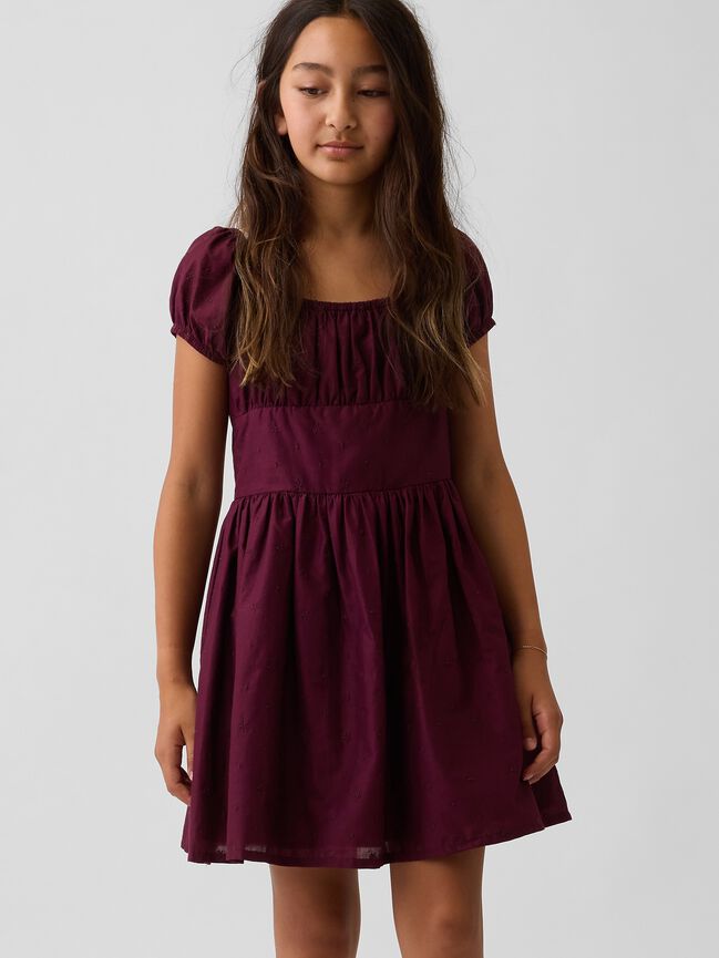 Kids Puff-Sleeve Dress gap kids puff sleeve dress