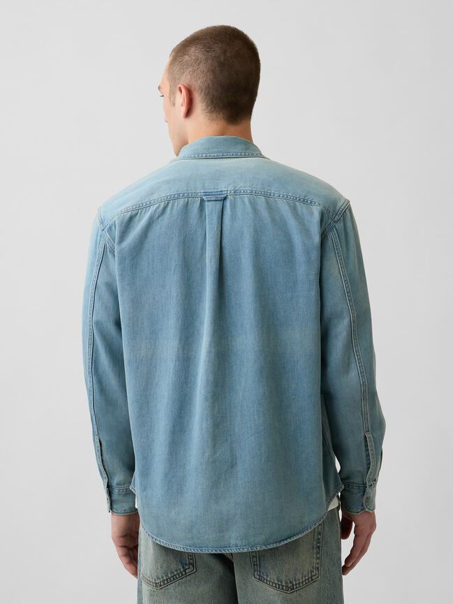 UltraSoft Denim Relaxed Utility Shirt gap ultrasoft denim relaxed utility shirt