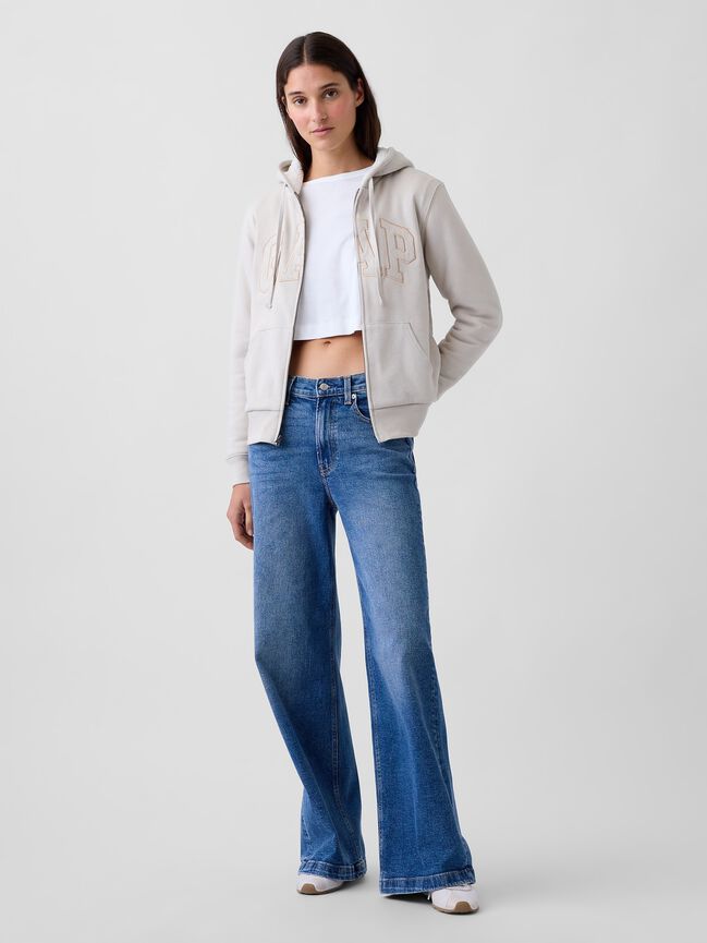 Relaxed Gap Logo Sherpa-Lined Zip Hoodie relaxed gap logo sherpa lined zip hoodie