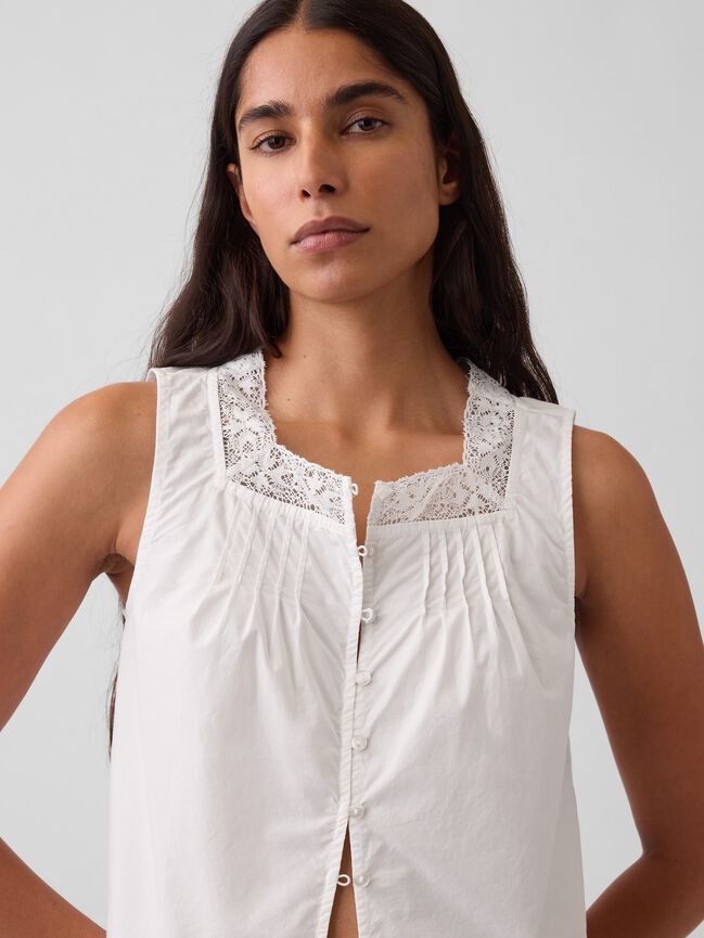 Poplin Pintuck Shell Top gap poplin pintuck shell top