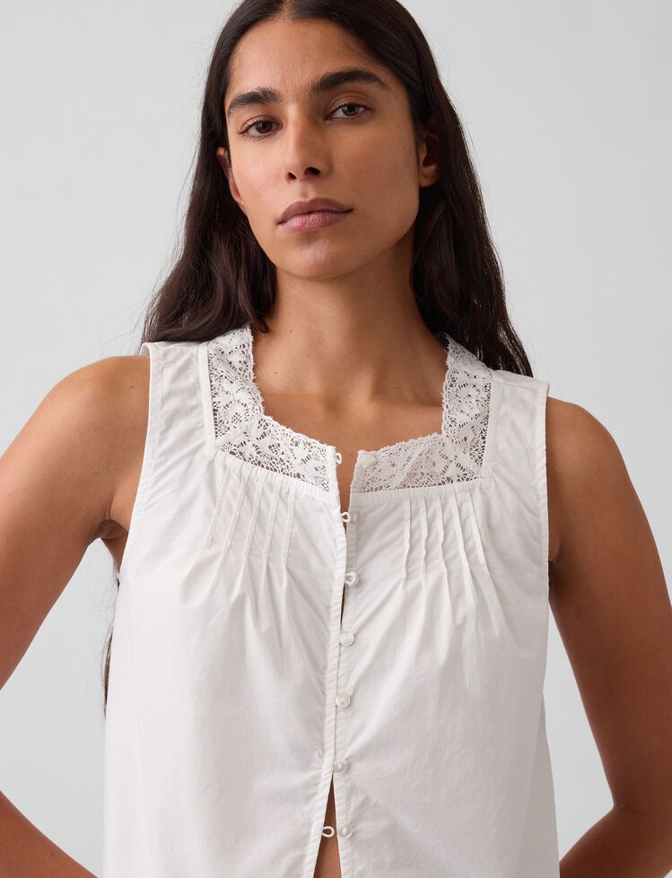 Poplin Pintuck Shell Top gap poplin pintuck shell top