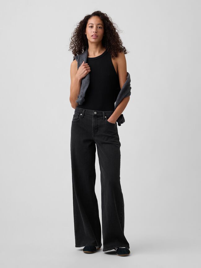 Mid Rise Wide-Leg Jeans gap mid rise wide leg jeans