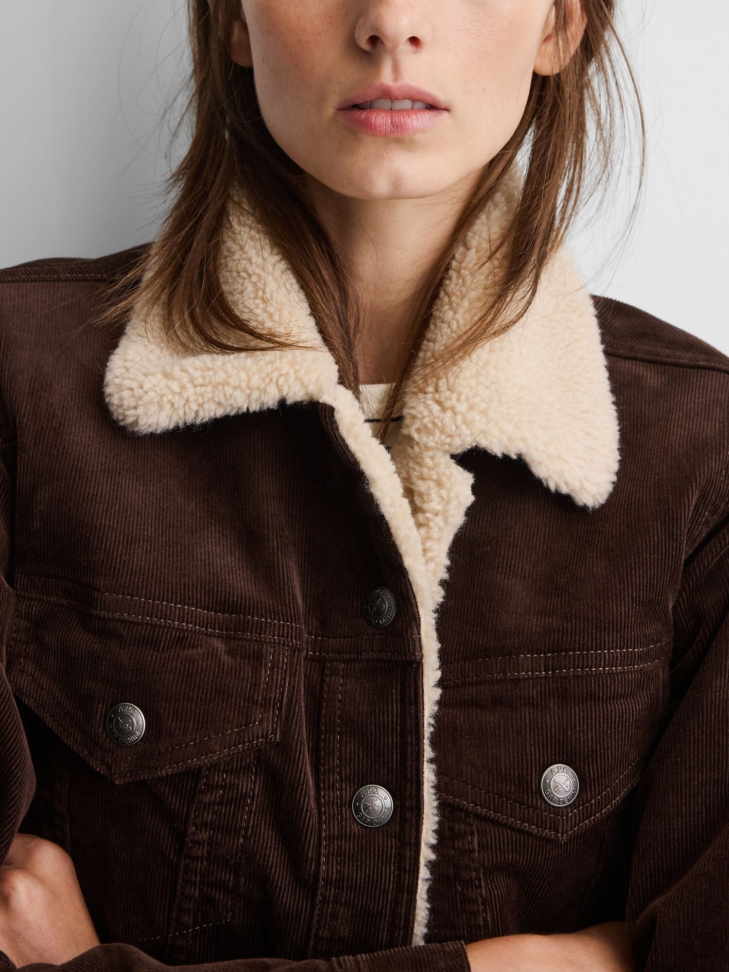 アーカイブ　ギャルソン　1995年　レース装飾 ジャケット ブラウン Gap × A.P.C. Icon Corduroy Crop Jacket, Woodsy Brown | Shop Online