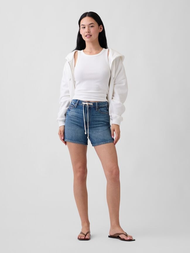 High Rise SuperSoft Drawstring Denim Shorts gap high rise supersoft drawstring denim shorts