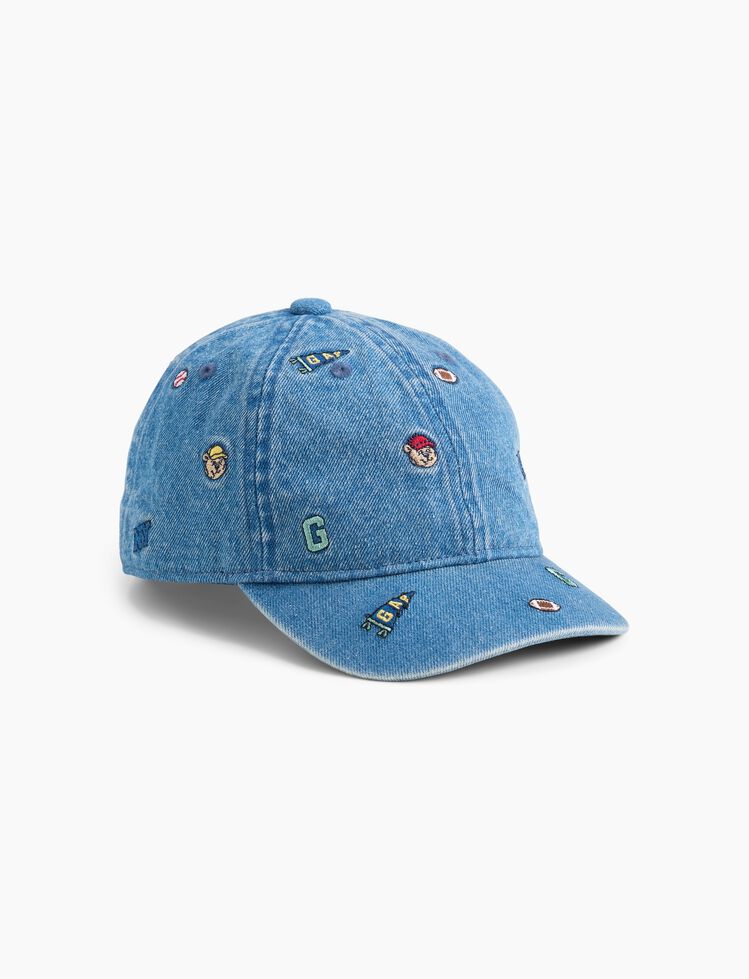 Baby & Toddler Embroidered Denim Varsity Baseball Hat gap baby toddler embroidered denim varsity baseball hat